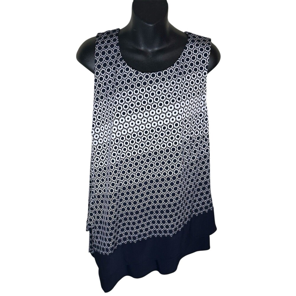 Coco Bianco Geometric Sleeveless Top Black And White Sz XL
